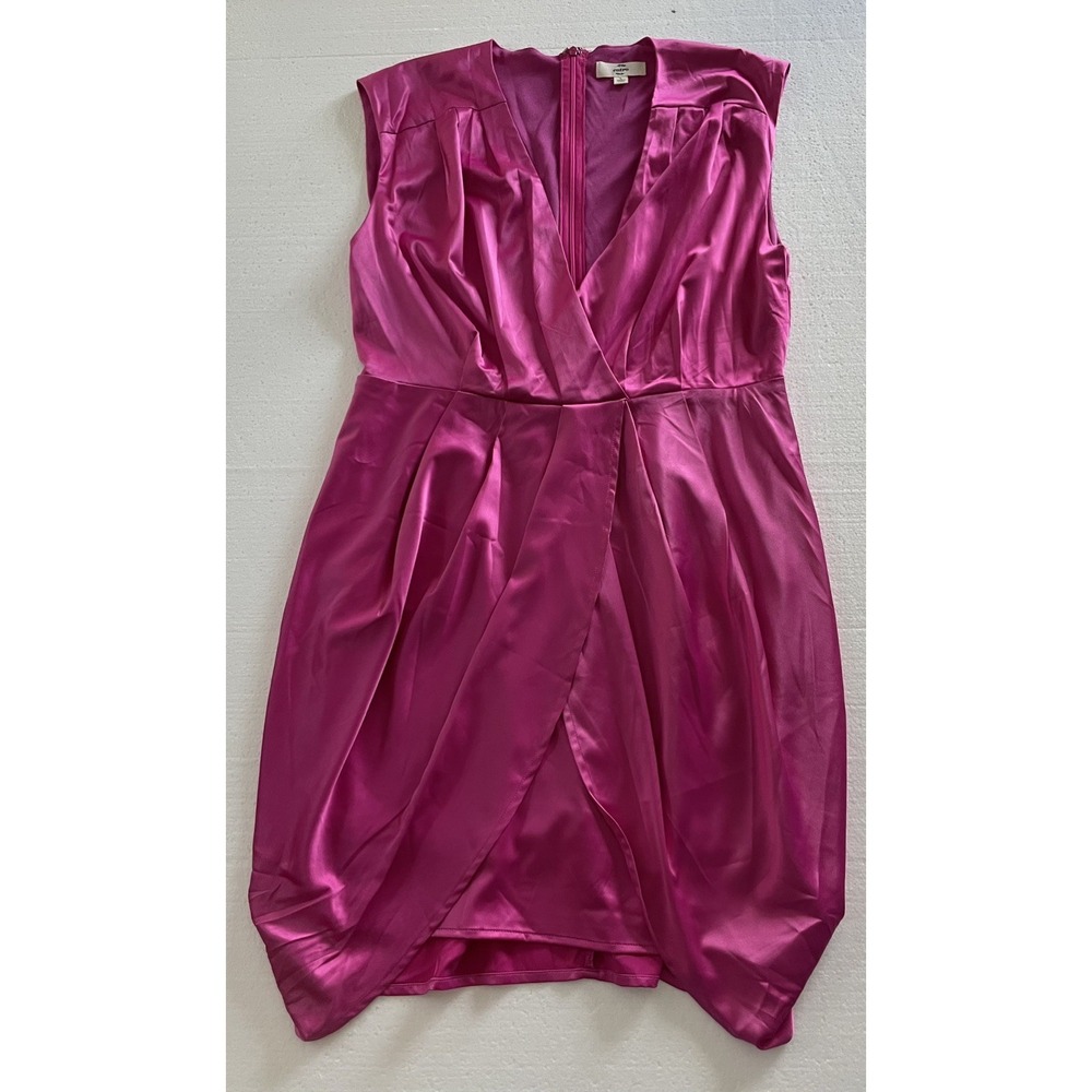 ENTRO Lorelei Puff Sleeve Mini Magenta Fuschia Dress Size Medium